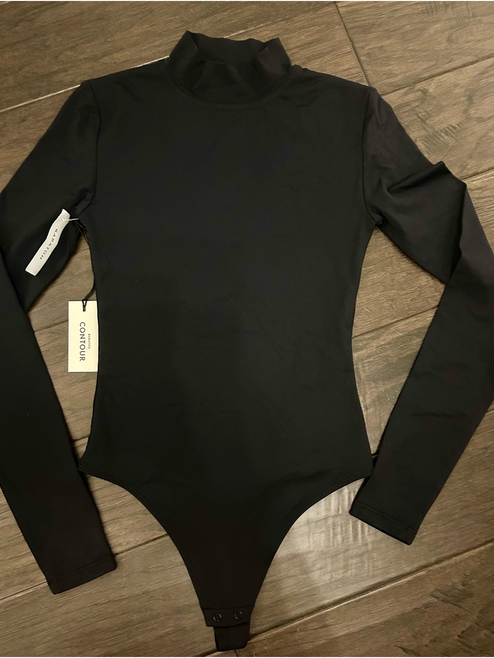Babaton | Black Long-Sleeve Mock Neck Bodysuit